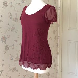 F21 Red Top w/Beaded Details